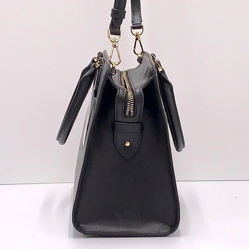 KATE SPADE Madison Saffiano Leather (NWT Medium Satchel BLACK COLOR